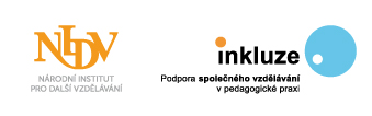 Logo Národní institut pro další vzdělávání, Podpora společného vzdělávání v pedagogické praxi.